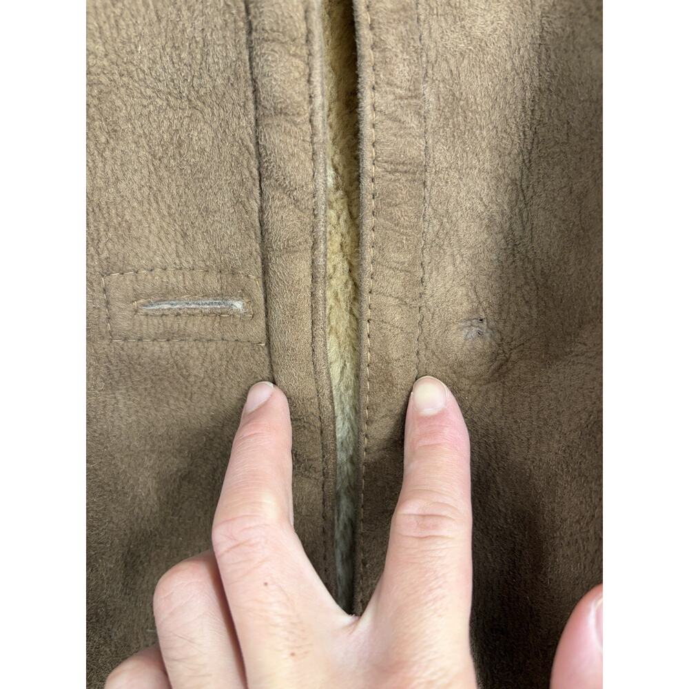 Bloomingdale’s Sawyer Napa Leather Fur Coat Women’s Size 10 Shearling Lined - Picture 7 of 8